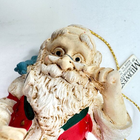 Set Of 2 Midwest Importers Santa Claus Resin Hanging Ornaments 4.5" Tall Vtg - Picture 5 of 12